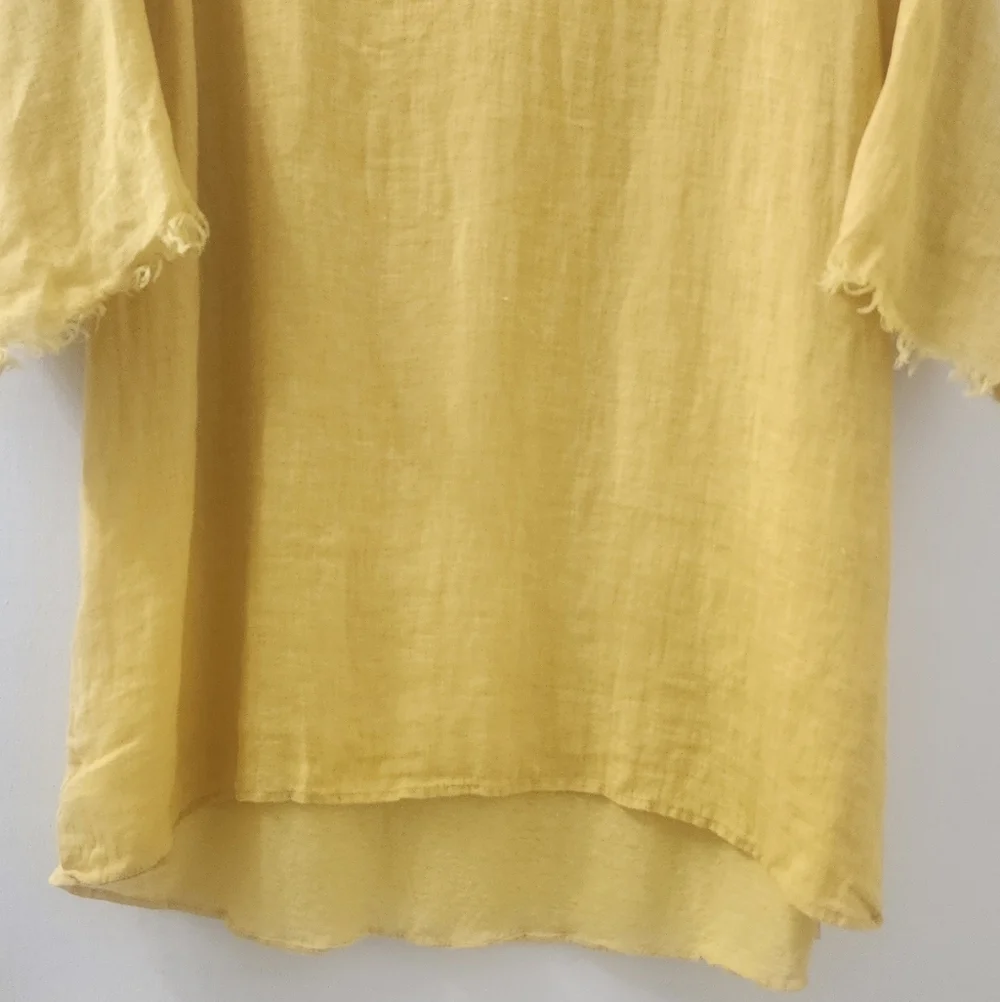 Massimo Dutti Yellow V-Neck Women's Top, Size Medium, Linen. - Picture 4 of 10